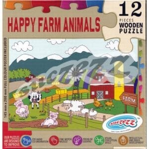 Wooden Puzzle: Happy Farm Animals (12PCE)