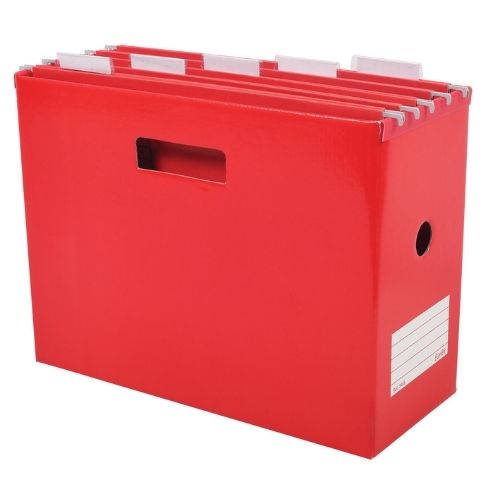 Bantex Suspension File Box Portable Red/Blue Future Manager Books