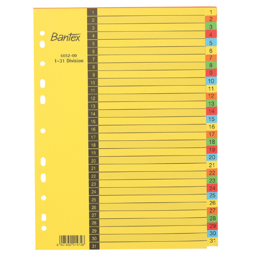 Bantex Index A4 Board 131 Division/5 Colours Future Manager Books