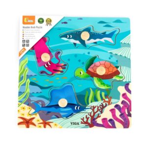 Wooden Knob Puzzle - Sea Animals